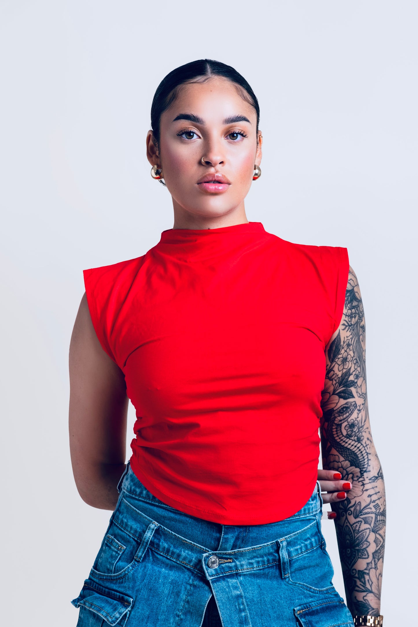 Crop top Fakura rouge